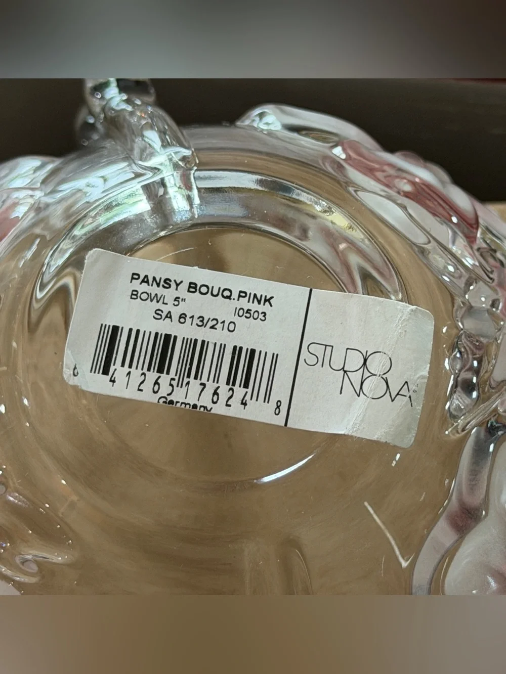 Mikasa STUDIO NOVA Frosted Pink Pansy Flower Bowl with Handles With Box - Nice!
